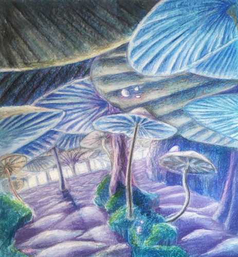 Hard pastel: Mushroom forest